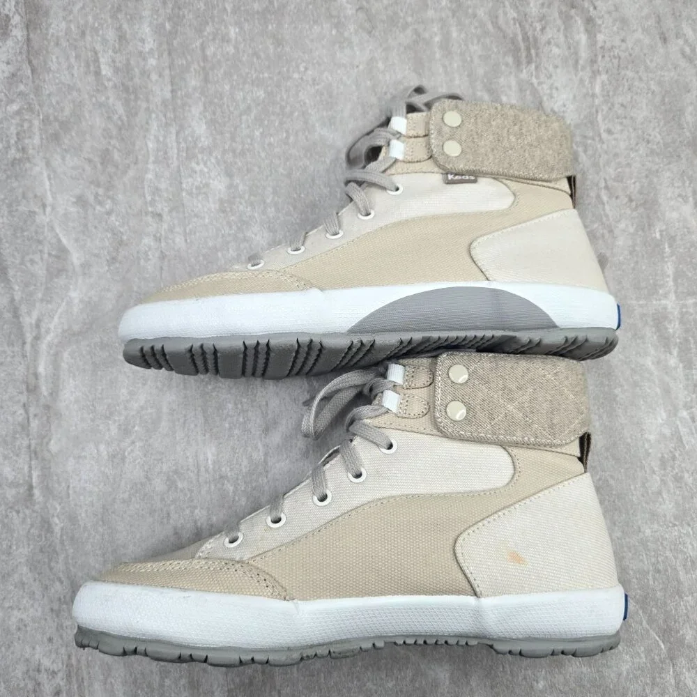 Keds Lace Up High Top Sneakers Tan Canvas Streetwear Casual Shoe Boots Size 7 - Picture 6 of 13